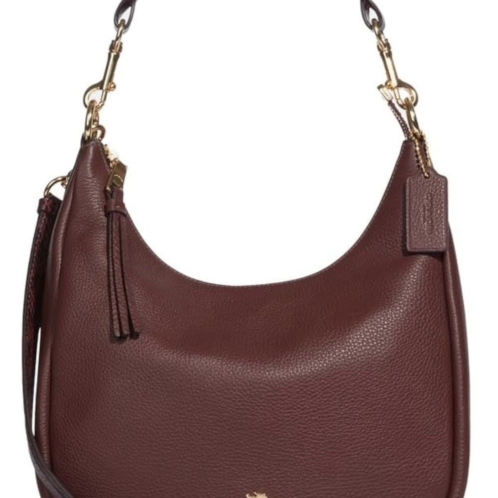 Vintage Beige Leather Hobo Bag